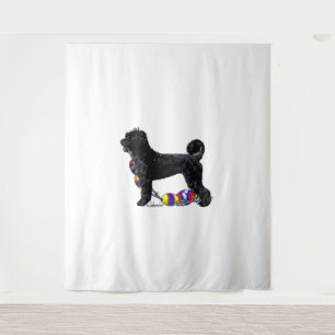 Portuguese Water Dog Standing with Float Line Tapestry