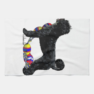 Portuguese Water Dog Standing with Float Line Tea Towel