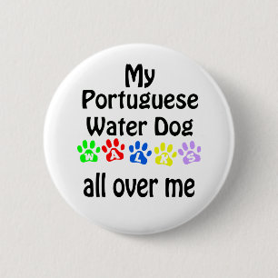 Portuguese Water Dog Walks Design 6 Cm Round Badge