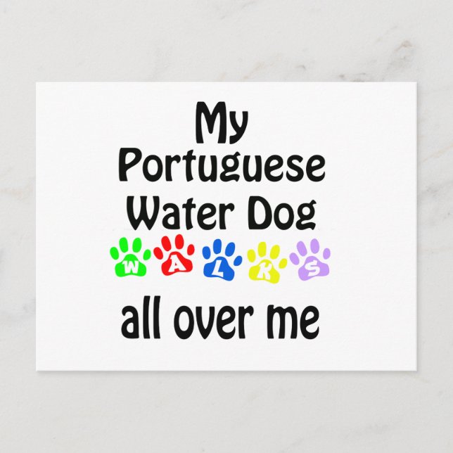 Portuguese Water Dog Walks Design Postcard (Front)