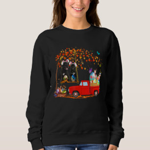 Portuguese Water Dog Wearing Bunny Ear Red Truck W Sweatshirt