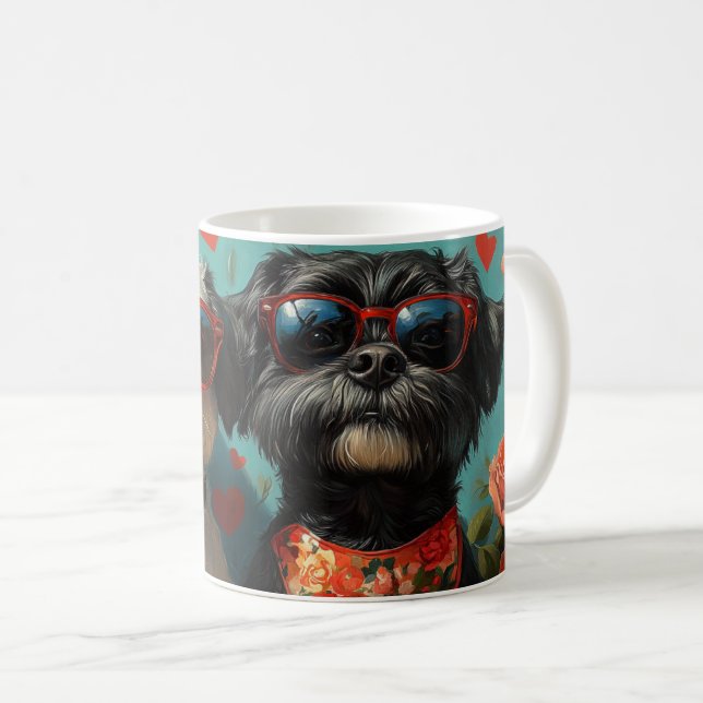 Portuguese Water Dogs Heart Roses Valentine's Day Coffee Mug (Front Right)