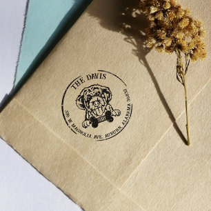 Portuguese Waterdog Custom Family Return Address Rubber Stamp