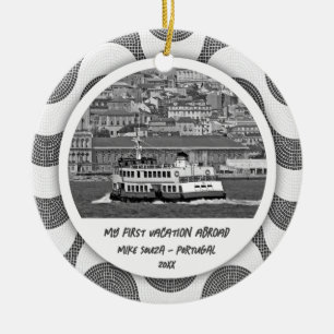 Portuguese waves cobblestone First Vacation   Ceramic Ornament