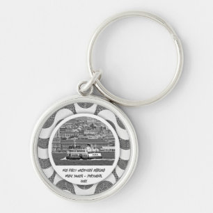 Portuguese waves cobblestone First Vacation   Key Ring