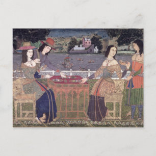 Portuguese women eating a meal, Goa Postcard