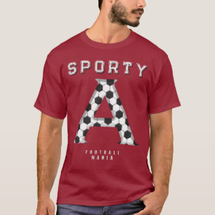 porty Letter A Football Typography Editable Text T-Shirt