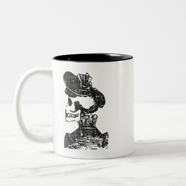 Posada Calavera Skull Bonnet Two-Tone Coffee Mug (Left)