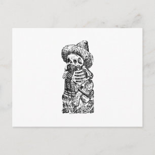 Posada Calavera with Moustache and Tequila Postcard