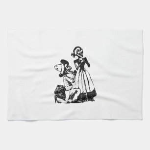 Posada Cavalera Courting Skeleton Couple Tea Towel