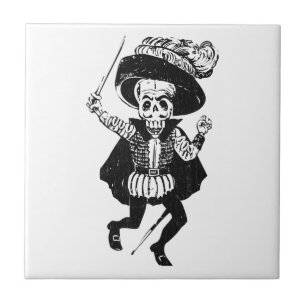 Posada Swashbuckling Calavera (Skeleton) Ceramic Tile
