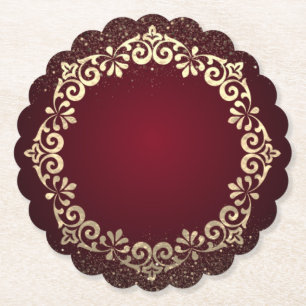Posavasos de cartón rojo con purpurina paper coaster