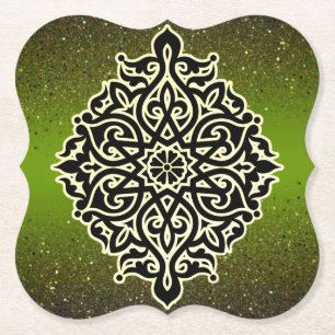 Posavasos de cartón verde pistacho con purpurina paper coaster