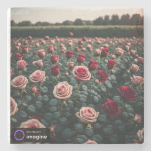 Posavasos Floral Roses Stone Coaster