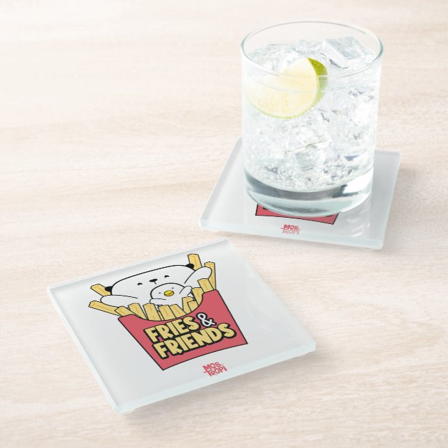 Posavasos Fries and Friends Glass Coaster (Angled)