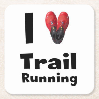 Posavasos “I love Trail Running " Square Paper Coaster