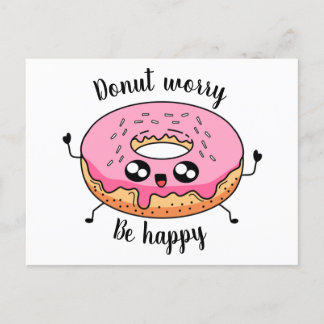 Poscard doughnut worry be happy by Artacalla Postcard