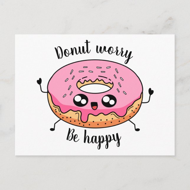 Poscard doughnut worry be happy by Artacalla Postcard (Front)