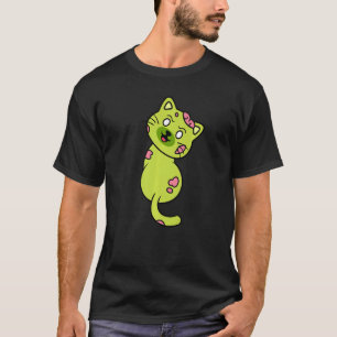 Pose Crazy Cat Zombie Horror Animal Halloween Mons T-Shirt