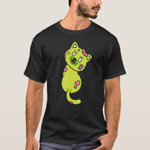 Pose Crazy Cat Zombie Horror Animal Halloween Mons T-Shirt