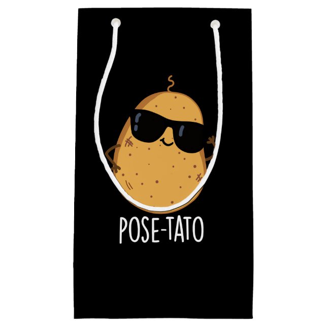 Pose-tato Funny Potato Pun Dark BG Small Gift Bag (Front)