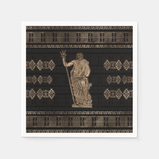 Poseidon and Greek Meander Ornament Napkin (Front)