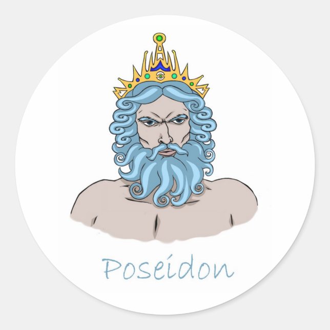 Poseidon - Greek god of the sea Classic Round Sticker (Front)