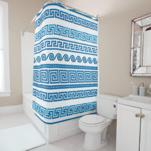 Poseidon Greek Key Shower Curtain