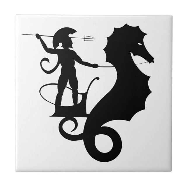 Poseidon, Greek relief design Ceramic Tile (Front)