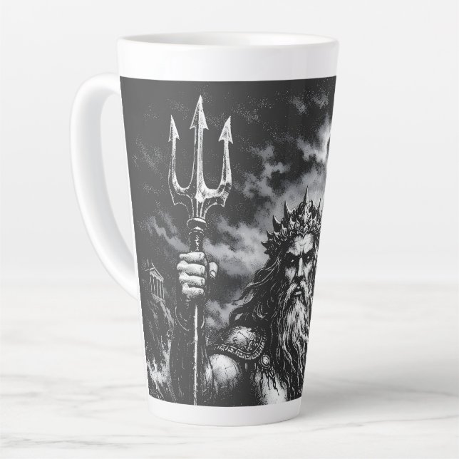 Poseidon — Lord of the Deep by BurnsInHell Latte Mug (Left Angle)