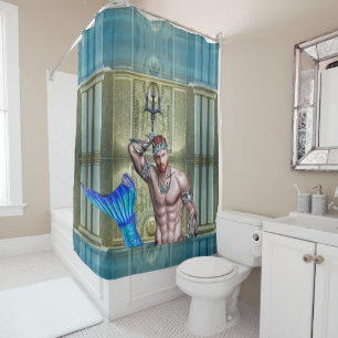 Poseidon / Neptune Nautical Coastal Shower Curtain