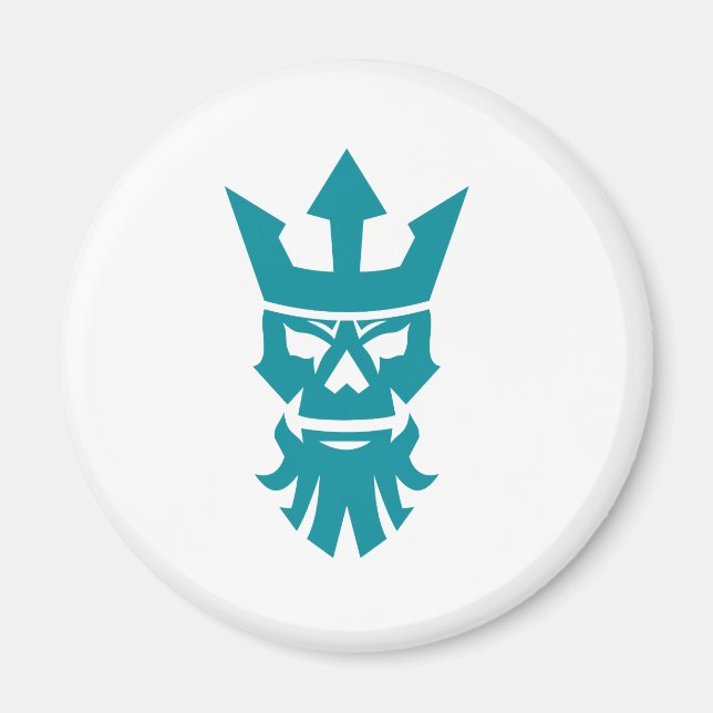 Poseidon Skull Wearing Crown Icon Magnet (Front)