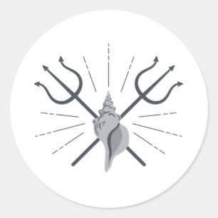 Poseidon Trident Classic Round Sticker