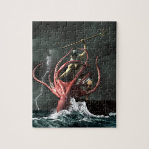 Poseidon vs. the Kraken Jigsaw Puzzle
