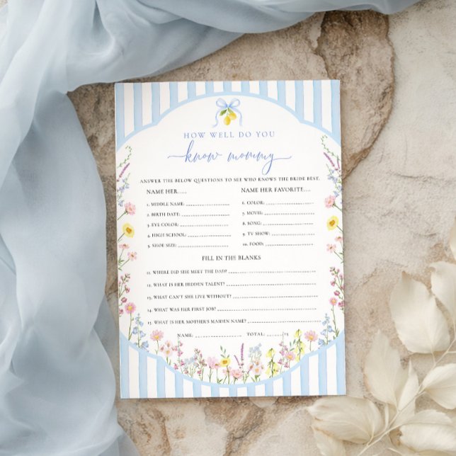 Posey How Well Do You Know Mommy Game Invitation (Creator Uploaded)