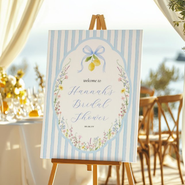 Posey Wildflower Blue Bow Bridal Shower Welcome Poster (Creator Uploaded)