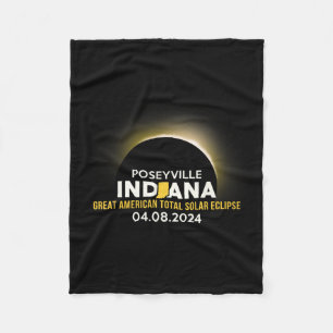 Poseyville Indiana In Total Solar Eclipse 2024 Fleece Blanket