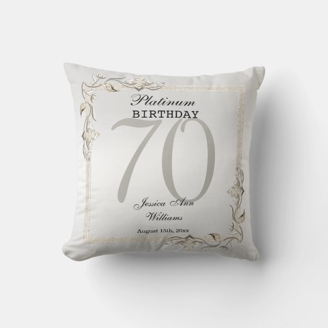Posh 70th Platinum Birthday Cushion (Front)