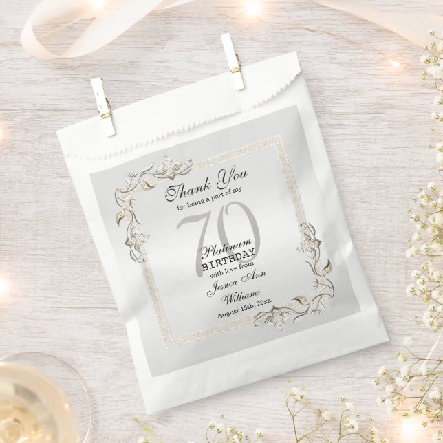 Posh 70th Platinum Birthday Favour Bag (Clipped)