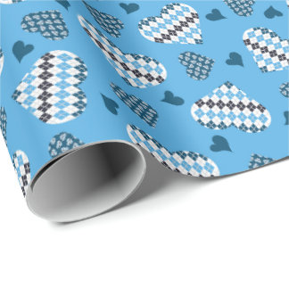 Posh Argyle Hearts  Wrapping Paper