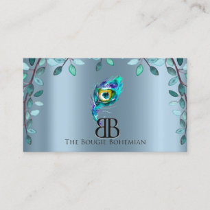 Posh Bougie Glittery Bohemian Blue Florals Business Card