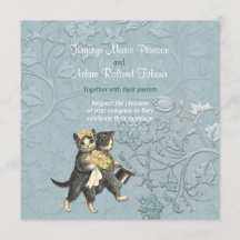 Posh Cats Aqua Blue Wedding Invitation