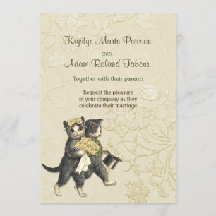 Posh Cats Ivory Wedding Invitation