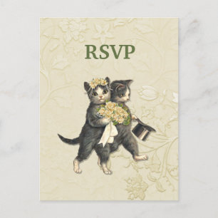 Posh Cats Wedding RSVP Invitation Postcard
