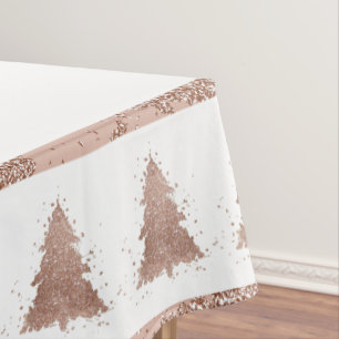 Posh Christmas Tree   Glam Rose Gold Luxurious Tablecloth