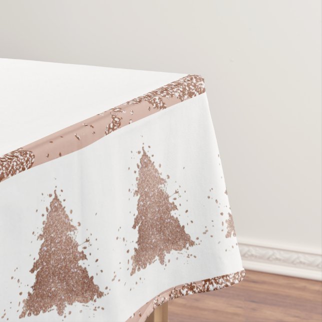 Posh Christmas Tree | Glam Rose Gold Luxurious Tablecloth (In Situ)