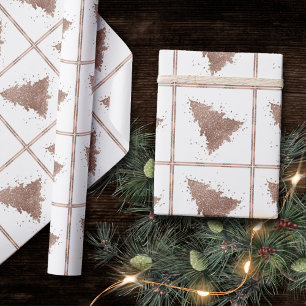 Posh Christmas Tree   Glam Rose Gold Luxurious Wrapping Paper