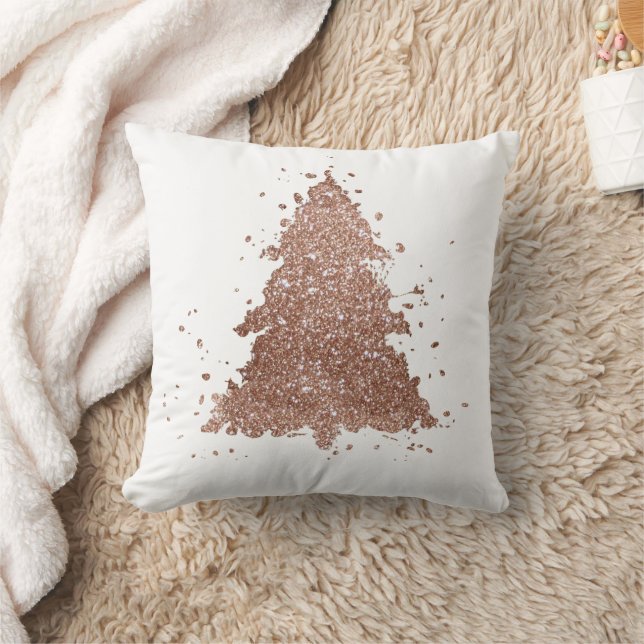Posh Christmas Tree | Glam Rose Gold Splatter Cushion (Blanket)