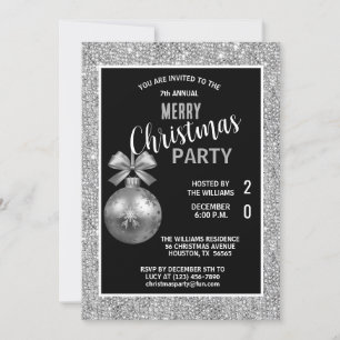 Posh Decorative Silver Christmas Invitation