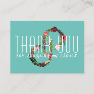 Posh floral logo thank you note business card